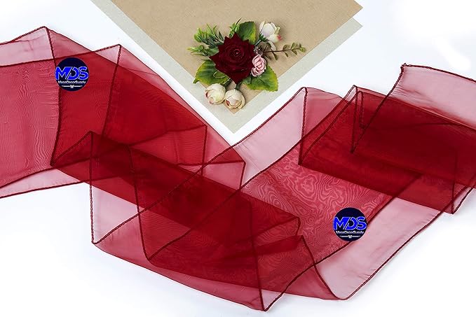 MDS Pack of 50 PCS Organza Chair Sashes Wider Dining Chair Bows Ribbon Tie Back - Image 7