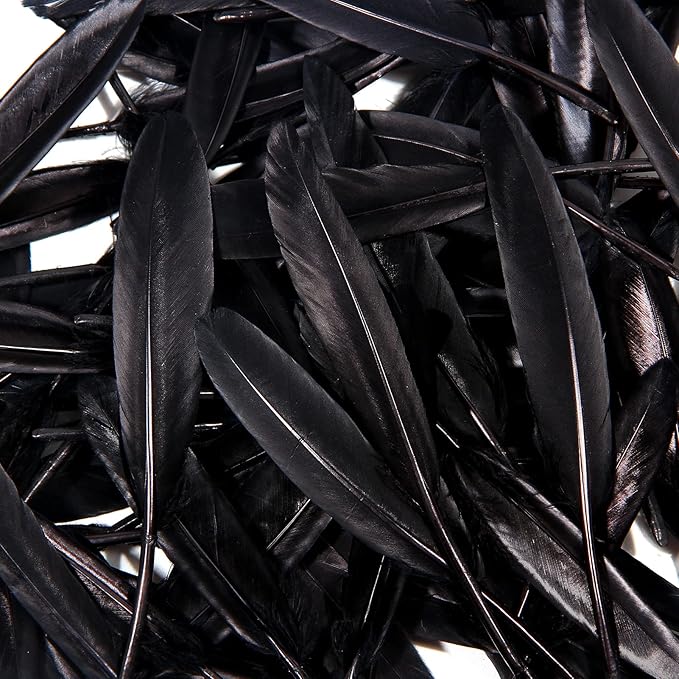 FeelfunFeather 120pcs Black Goose Cochettes Feather Natural Bulk 4-6 inch - Image 5