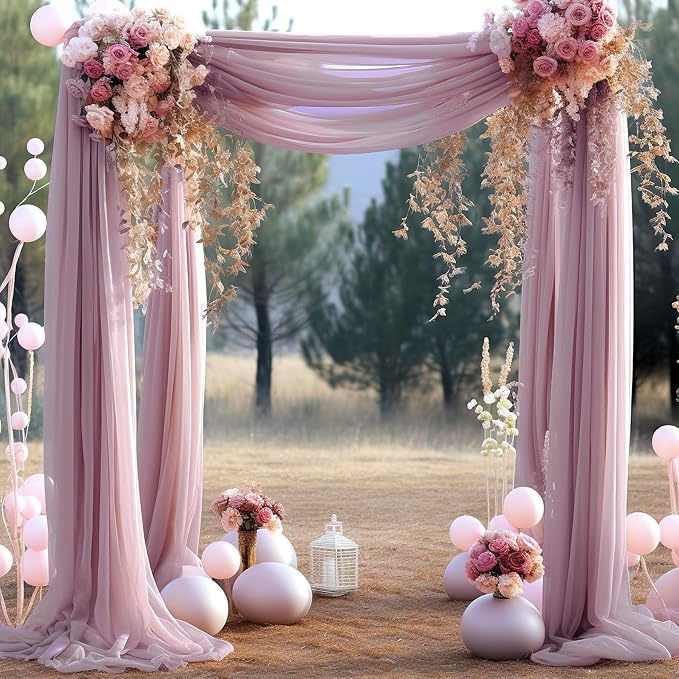 Arch Drapes for Wedding Arch Draping Fabric Dusty Rose Sheer Backdrop Curtain - Image 5