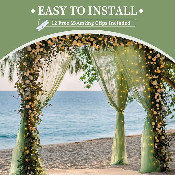 10x10ft Green Tulle Backdrop Curtain - Image 7