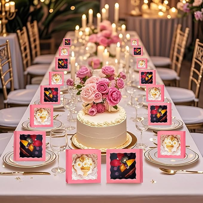 100-Pack 4x4x2 Pink Bakery Boxes - Image 6