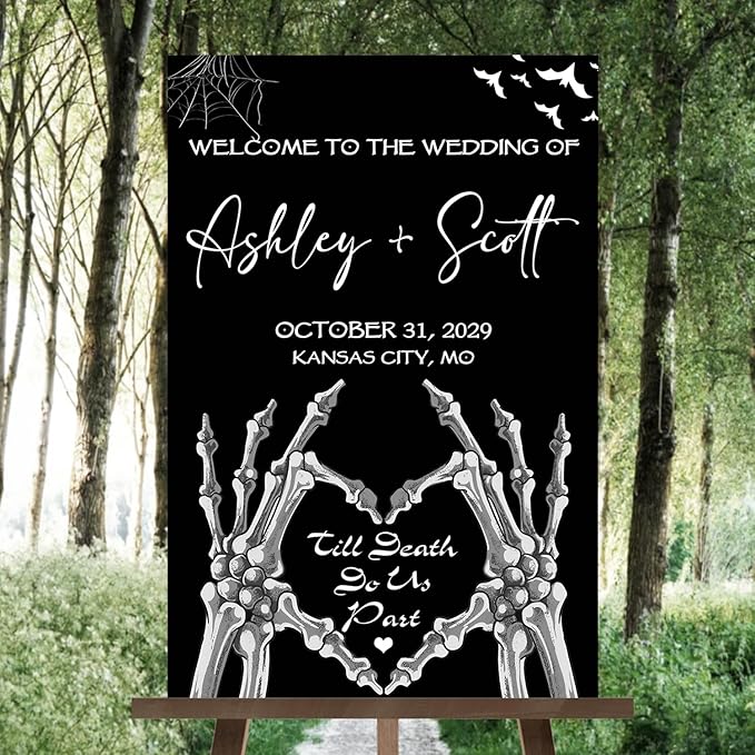 Gothic Halloween Wedding Welcome Sign, Til Death Do Us Part, 4mm Thick Plastic - Image 2