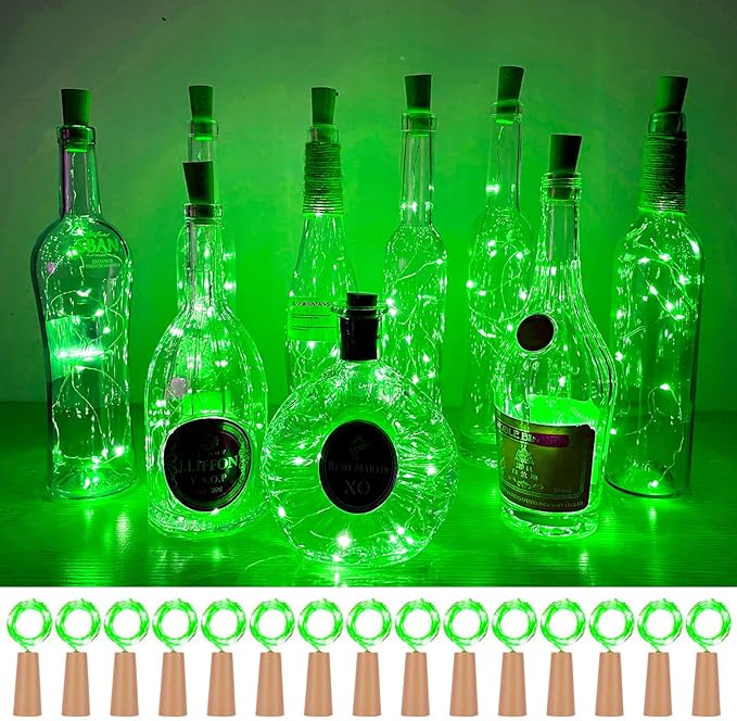 Wine Bottle Lights with Cork 15Pack 10 LED 40 Inches Battery Operated Silver by SmilingTown