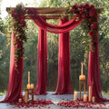 Burgundy Wedding Arch Draping Fabric 2 Panels 30'' x 20FT Burgundy Drapes Sheer by PartyTalk