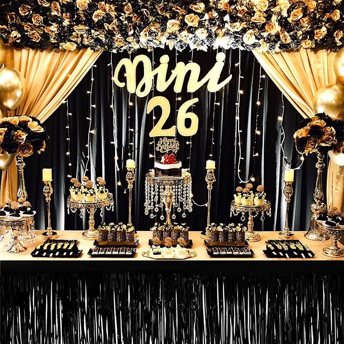 4 Pack 29x108 Inch Metallic Foil Fringe Tinsel Table Skirts - Image 6