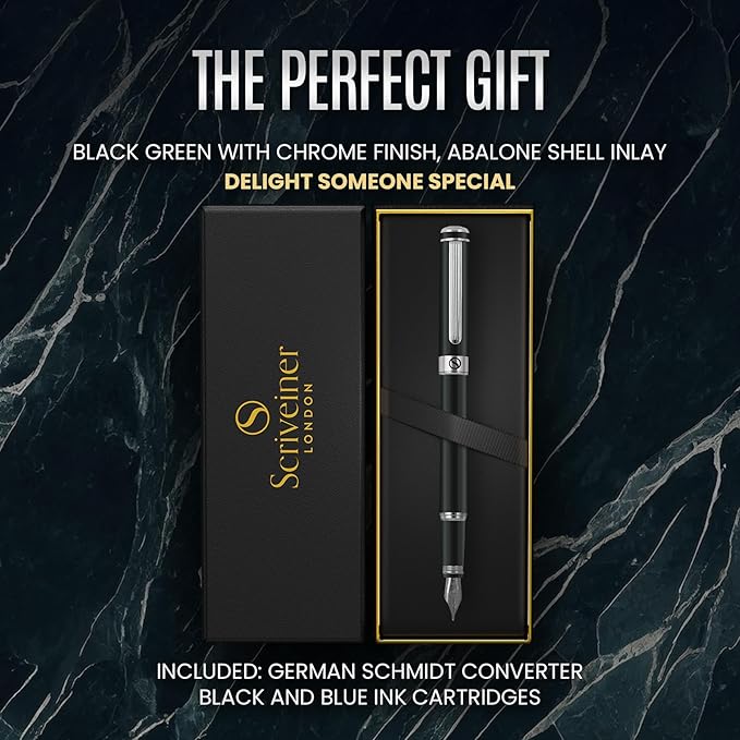 Scriveiner Black Green Fountain Pen - Image 8