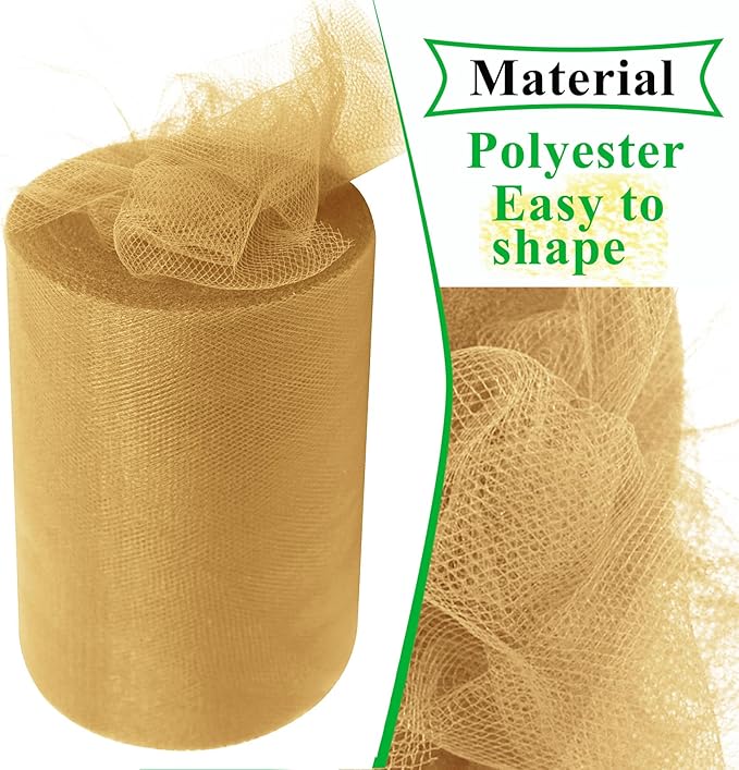 Aztec Gold Tulle Fabric Rolls 6 Inch by 100 Yards Fabric Spool Tulle Ribbon - Image 4