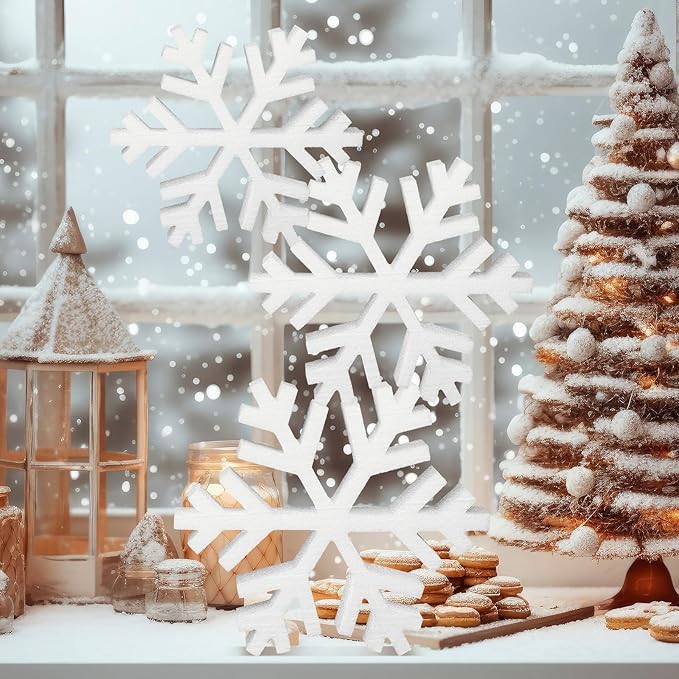 Thyle 3 Pcs Foam Snowflake Table Decor 3D Christmas Tabletop Signs Winter - Image 4