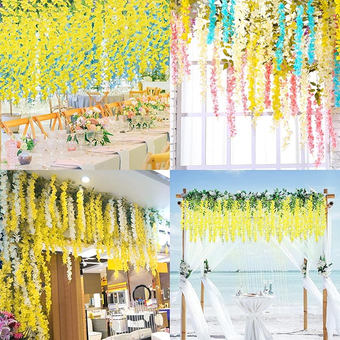 36 Pack Wisteria Hanging Artificial Flowers Fake Flowers Ratta Hanging Garland - Image 5