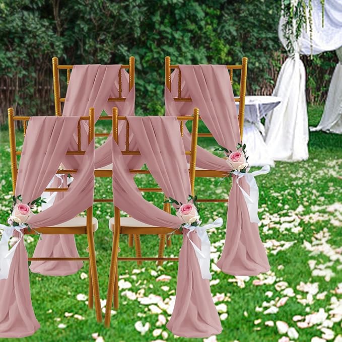 SiinvdaBZX 2 Panels Wedding Arch Draping Fabric 30" x 240" Dusty Rose Polyester - Image 7