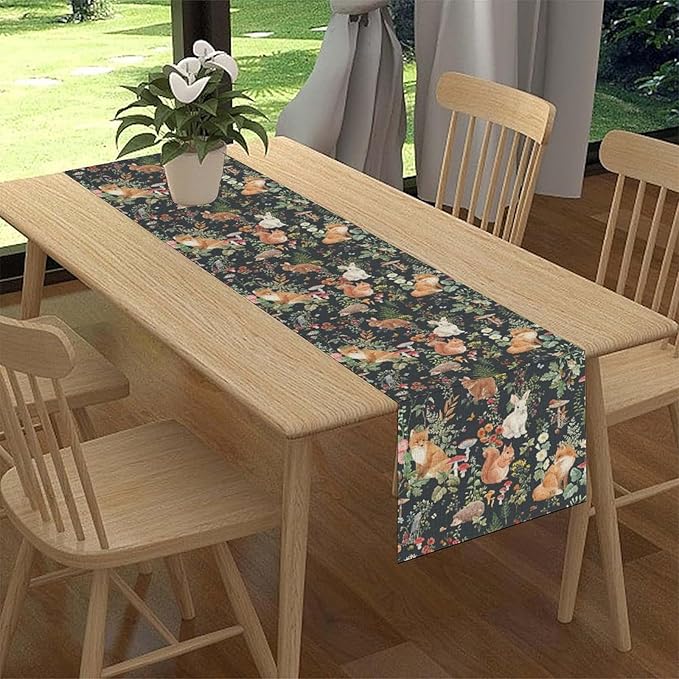 Rustic Woodland Table Runner, Farmhouse Forest Animals Country Lodge Wild - Image 3