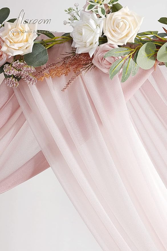 Floroom Wedding Arch Draping Fabric 3 Panels 20Ft Chiffon Fabric Drapes Arbor - Image 4
