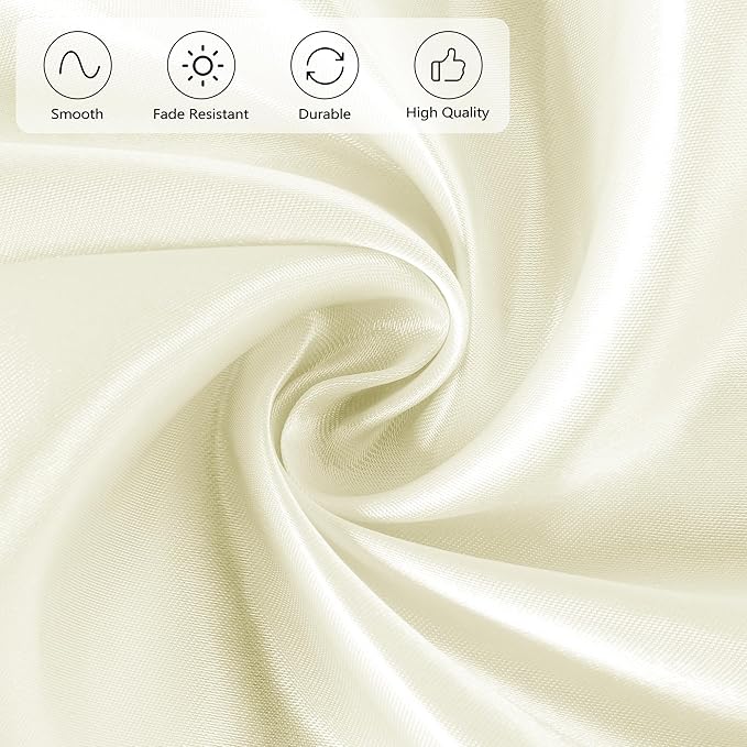 Ruisita 120 Inches Round Satin Tablecloths Ivory Overlay Round Satin Table - Image 4
