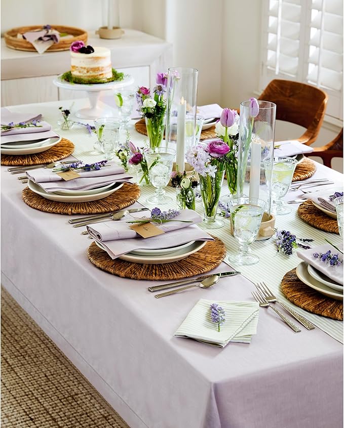Solino Home Lilac Linen Tablecloth 60 x 90 Inch - Image 5