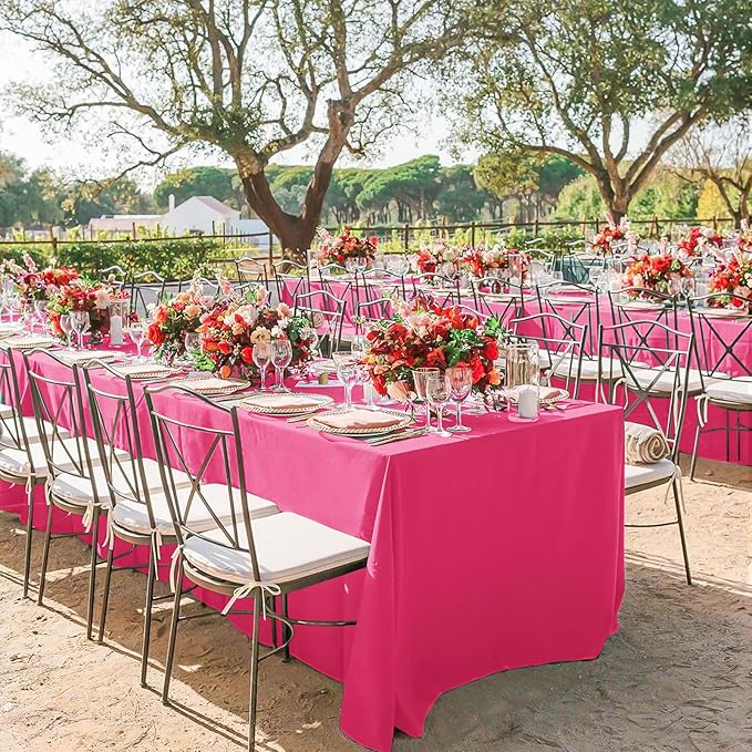 10 Pack Hot Pink Tablecloths for 6 Foot Rectangle Tables 60 x 102 Inch - 6ft - Image 7