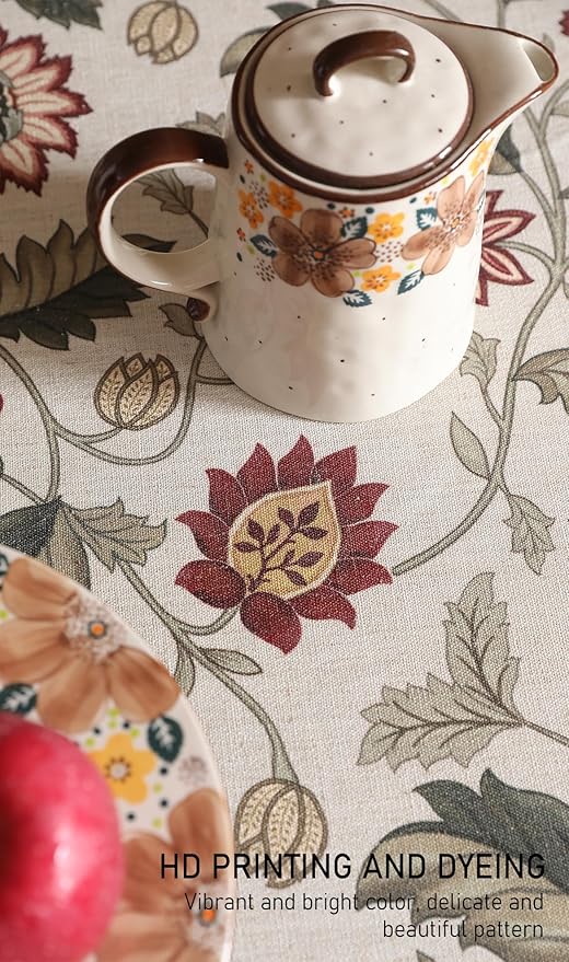 ISAENNE Designer Provence Floral Small Round Tablecloth, Linen Colorful - Image 4