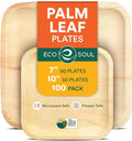 ECO SOUL Compostable 7 & 10 Inch Palm Leaf Square Plates Like Bamboo Plates | by ECOSOUL