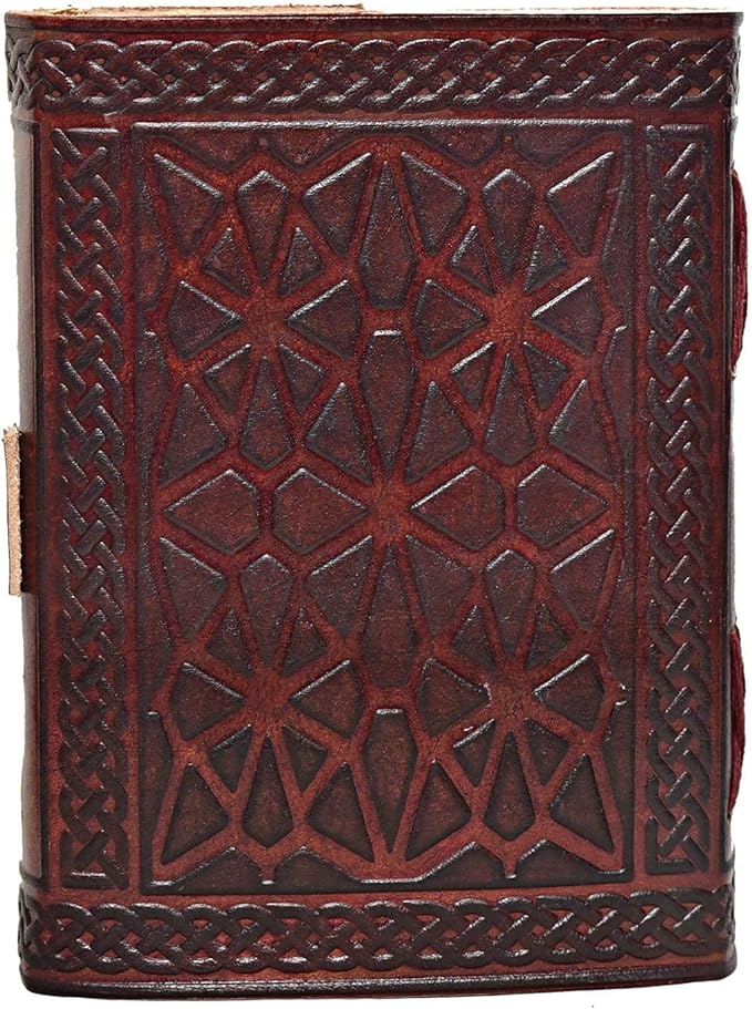 cuero 3 Moon Blue Lapiz Embossed Vintage Leather Journal - Image 5