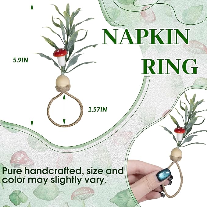 MAOANME Napkin Rings Set of 12, Rustic Eucalyptus Napkin Holder Rings - Image 2