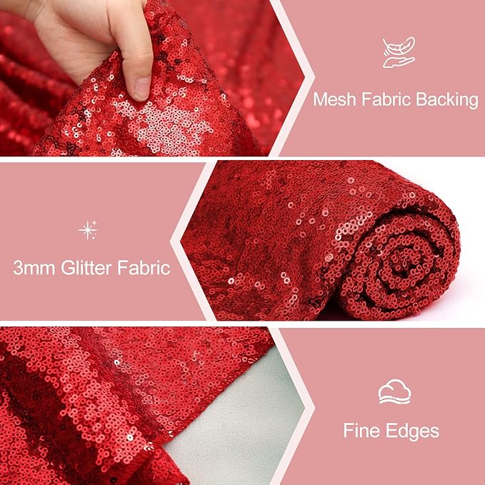 Red Table Runners 10 Packs 12x108 Inch Glitter Sequin Table Runners - Image 5