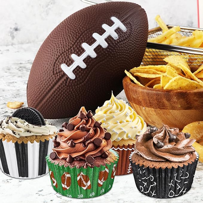 Whaline 600Pcs Football Cupcake Liners 6 Styles Rugby Cupcake Wrappers Baking - Image 6