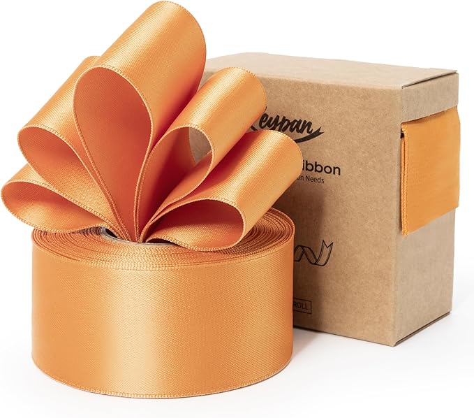Orange Satin Ribbon Double-Faced Wired Ribbons by Keypan