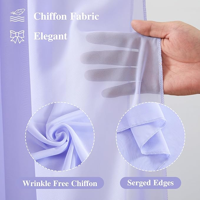Wedding Arch Draping Fabric, 1 Panel 18FT Purple Sheer Chiffon Curtain Drapes 6 - Image 2