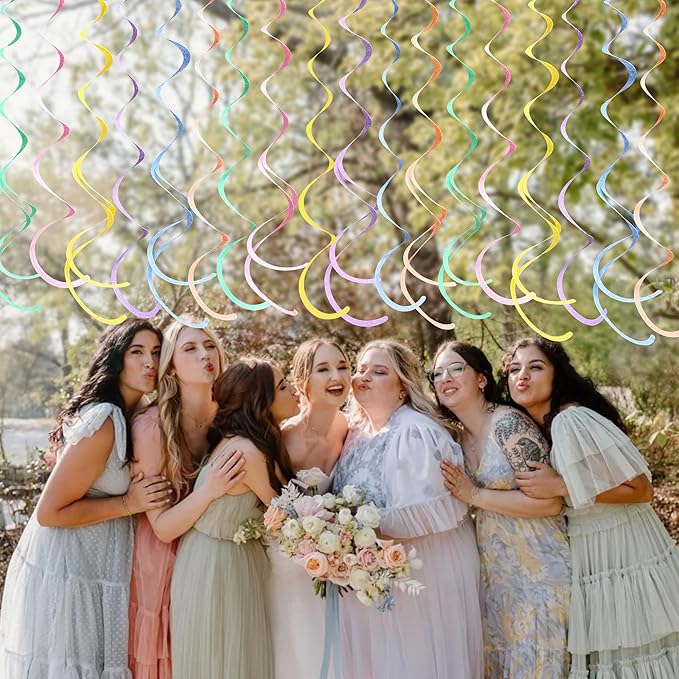 36 Pcs Pastel Hanging Swirl Decorations Pastel Color Felt Swirl Streamer Spiral - Image 8