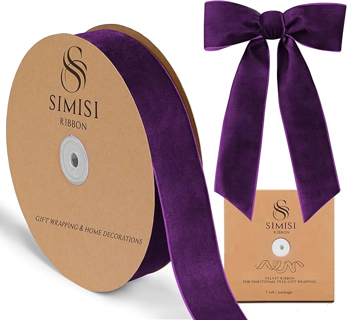 Purple Velvet Ribbon 1.5'' 25 Yards by SIMISIRIBBON