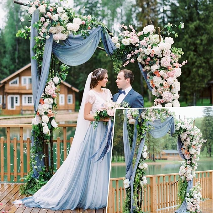 4 Panels Wedding Arch Draping Fabric 28" x 20Ft Wedding Arch Drapes Chiffon - Image 8