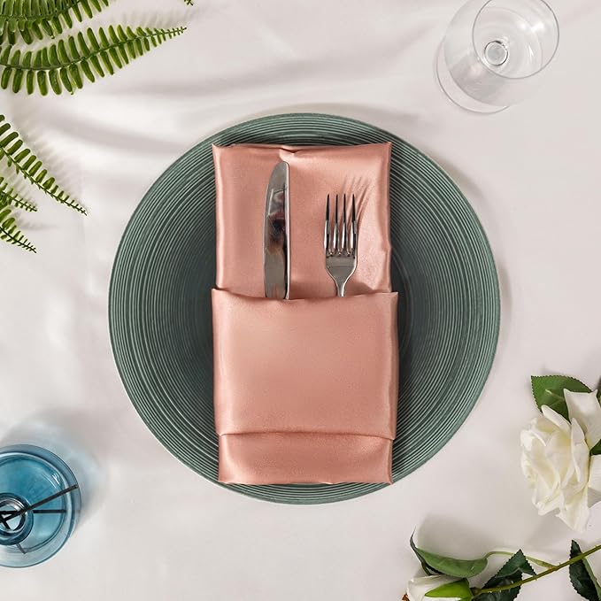 36 Pack Square Satin Dinner Napkins, 16x16 Inches Silky Soft Smooth Table Cloth - Image 4