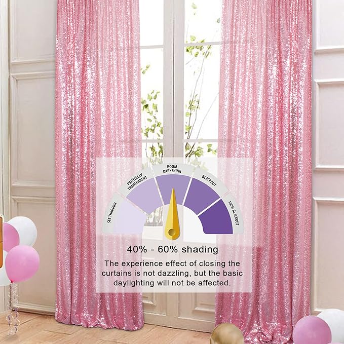 ShiDianYi Sequin Curtain Backdrop 2 Panels 4FTx6FT Fuchsia Pink Backdrop - Image 5
