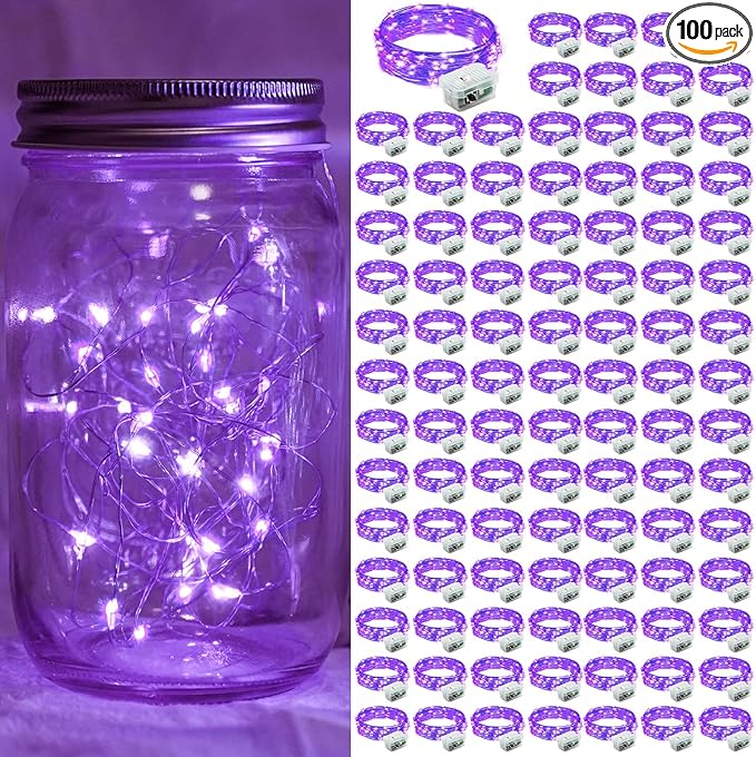 100 Pack Purple Fairy Lights 7Ft 20 LED Twinkle String Lights 3 Modes Battery by chzk