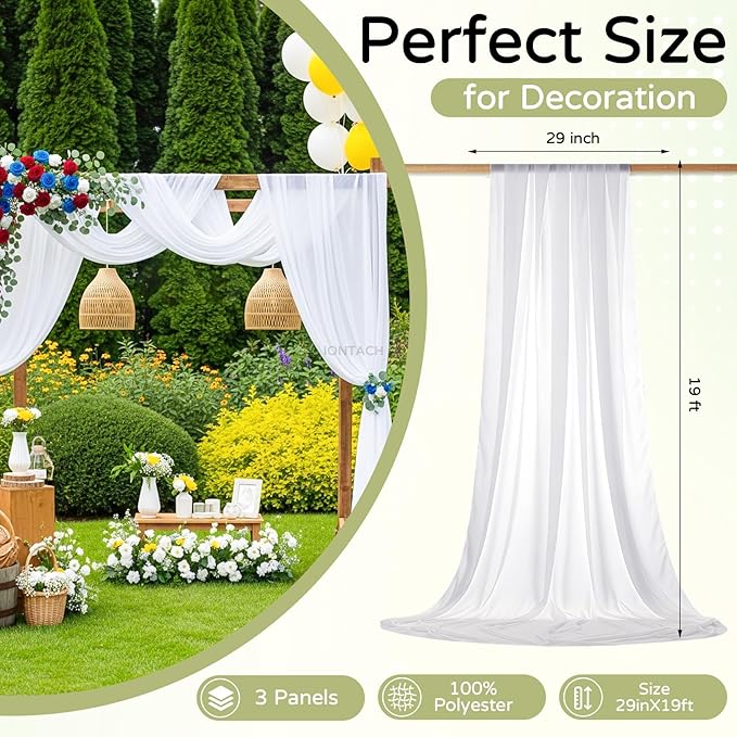 Wedding Arch Draping Fabric 29" x 19Ft Sheer Drapes - Image 2