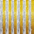 GOER 3.2 ft x 8.2 ft Metallic Tinsel Foil Fringe Curtains Party Backdrop Party by GOER