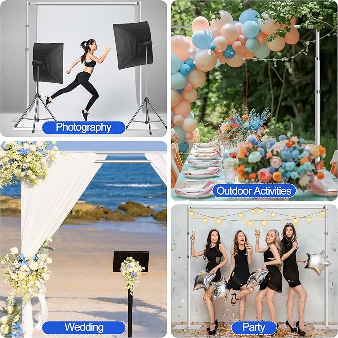 FUDESY Pipe and Drape Stand Kit, 10x10ft Heavy Duty Adjustable Metal Backdrop - Image 7