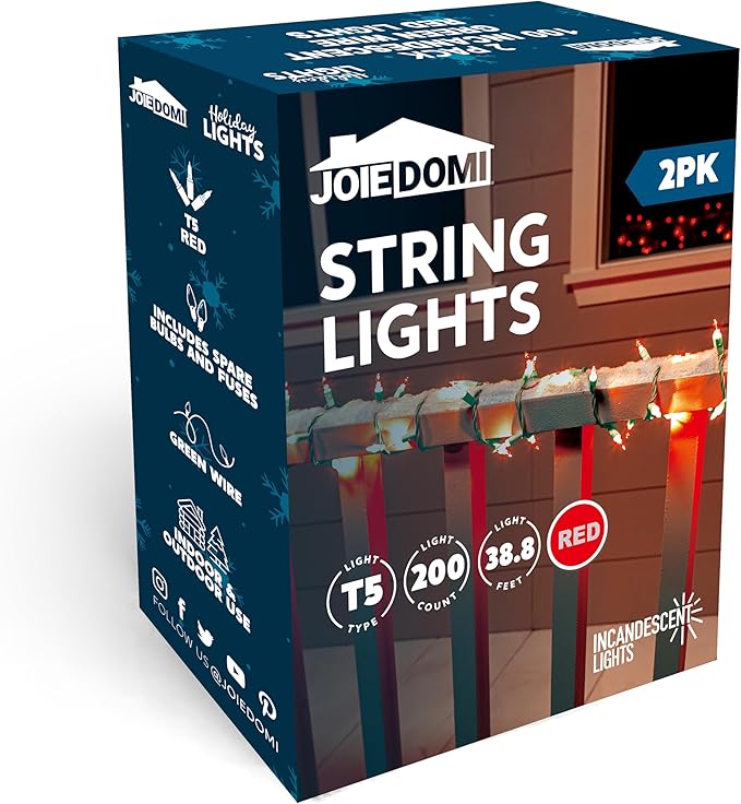 Joiedomi Red Christmas Lights Outdoor, 42.8FT Christmas Tree Lights Outside - Image 9