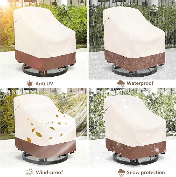 Outdoor Swivel Chair Cover 2 Pack, Outdoor Furniture Patio Chair Covers - Image 8