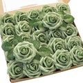 Floroom Artificial Flowers 50pcs Real Looking Elf Green Foam Fake Roses by Floroom
