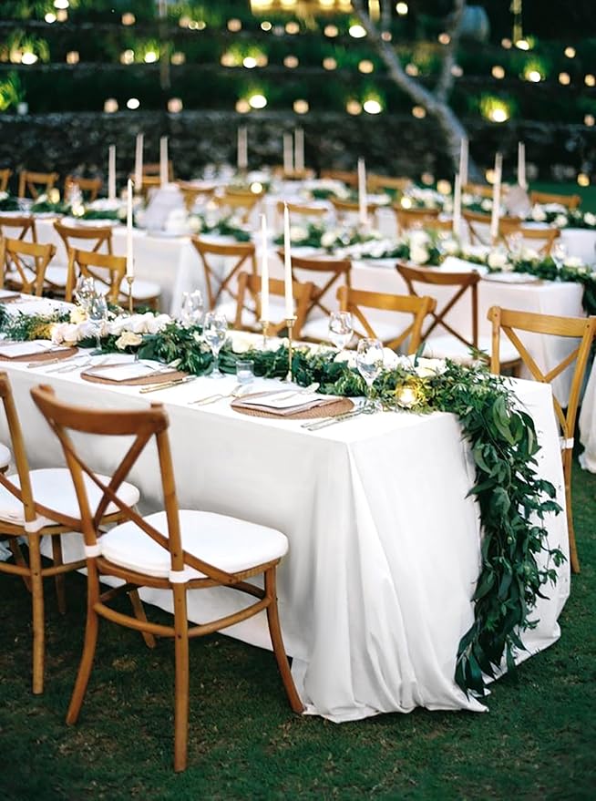 12 Pack Polyester Rectangle Tablecloth 90 x 132 Inch White Tablecloth - Image 2