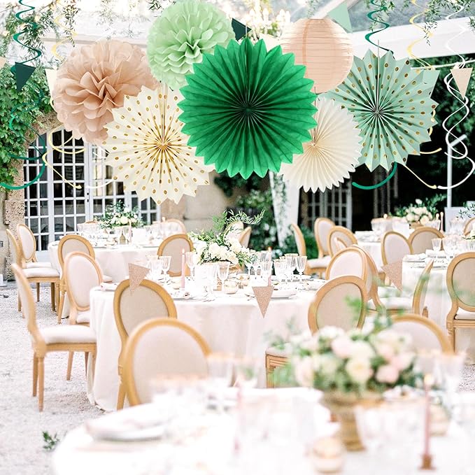 Olive-Sage Green Beige Champagne-Gold Party-Decorations - Image 6