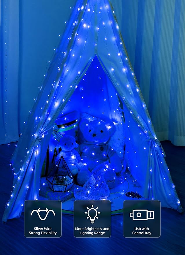 Brightown 300 LED Fairy Curtain Lights, 9.8ft x 9.8ft Curtain String Lights - Image 3