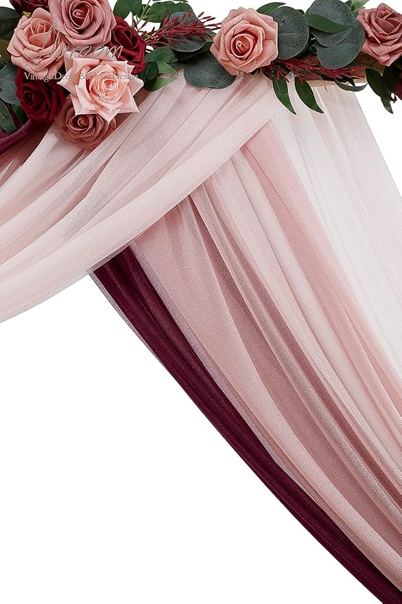 Floroom Wedding Arch Draping Fabric 3 Panels 20Ft Chiffon Fabric Drapes Arbor - Image 4
