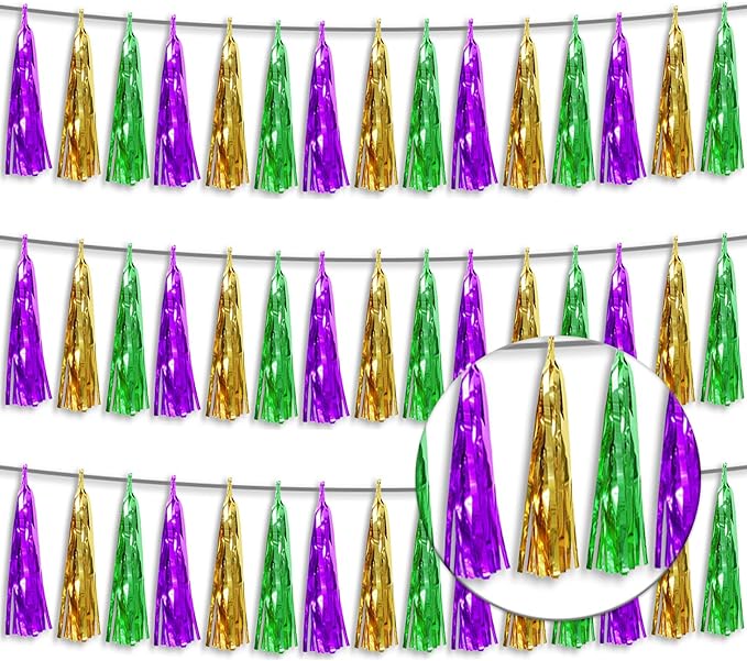 3P Metallic Fringe Tassel Banner Garland Foil Tinsel Streamer Wall Hanging by Xuuf