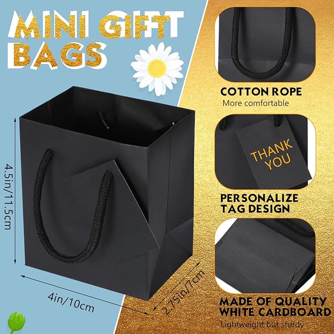Sherr 100 Pack Mini Gift Bags Bulk, 4 x 2.75 x 4.5 Inches Paper Bags - Image 2
