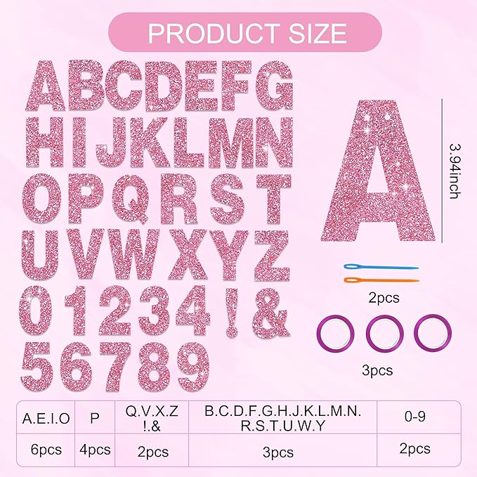 BEISHIDA 116 PCS A-Z Glitter Pink DIY Letter Banner Kit Make Your Own - Image 2
