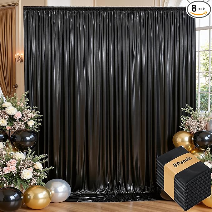 leegleri 40ftx10 ft Black Glitter Sequin Backdrop Curtain by LeegleriTableSkirt