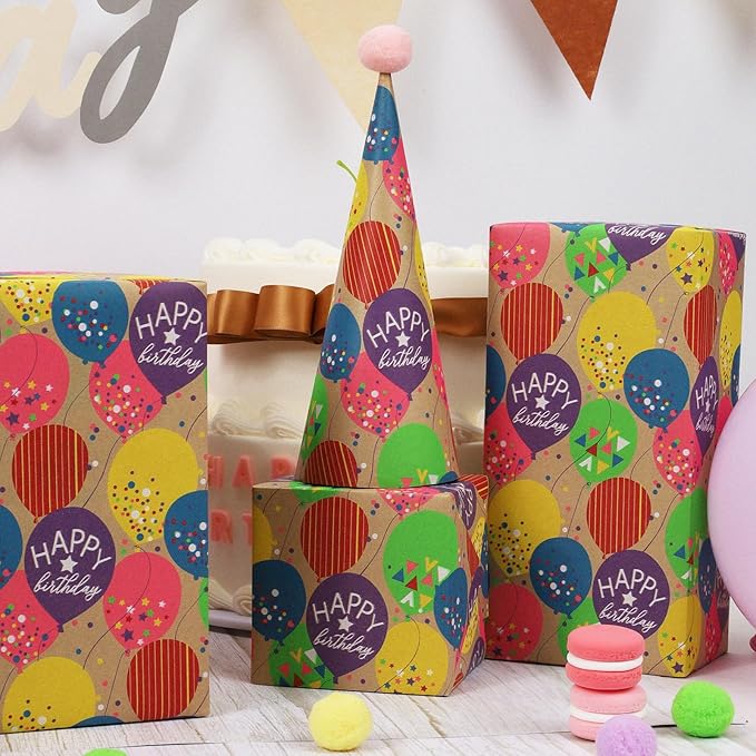 LaRibbons Birthday Wrapping Paper Roll - Image 2
