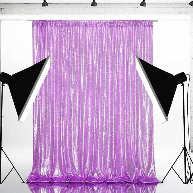 Eternal Beauty Lavender Sequin Backdrop, 8x10 Ft Glitter Background Curtains by EternalBeauty