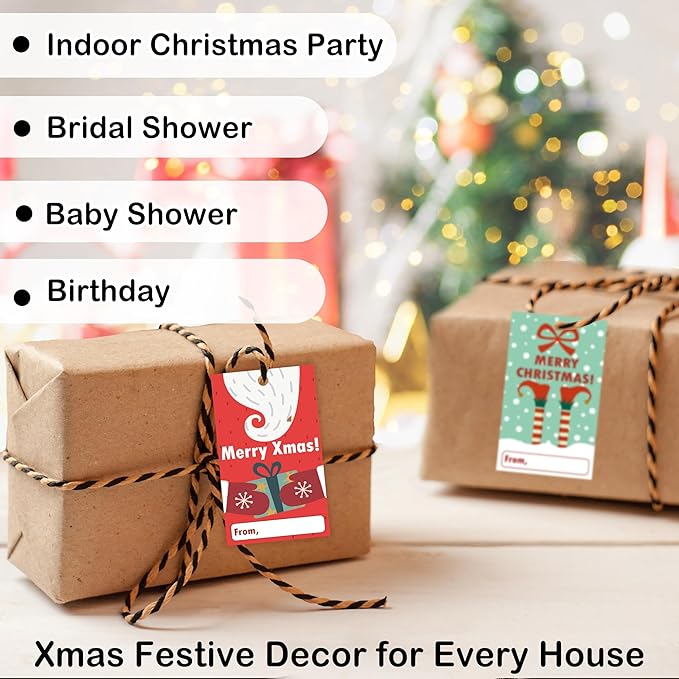 40 Pcs Christmas Gift Tags, 2.1"×3.5" Merry Xmas Paper Tags - Image 6